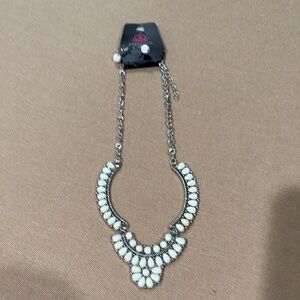 Paparazzi White Statement Necklace with Bib Design